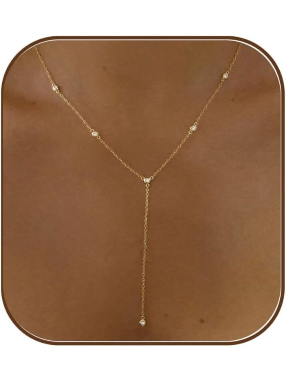 Dainty 14k Gold Plated Long Necklace for Women | Trendy Lariat Drop Jewelry